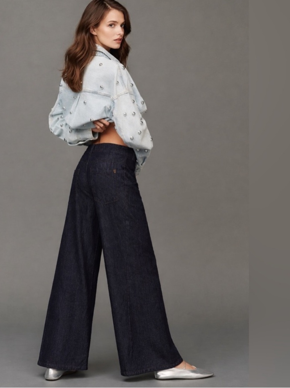 The Adi Mid-Rise Relaxed Flare Pants by Pilcro: Sparkle Edition size 28 - Picture 2 of 15